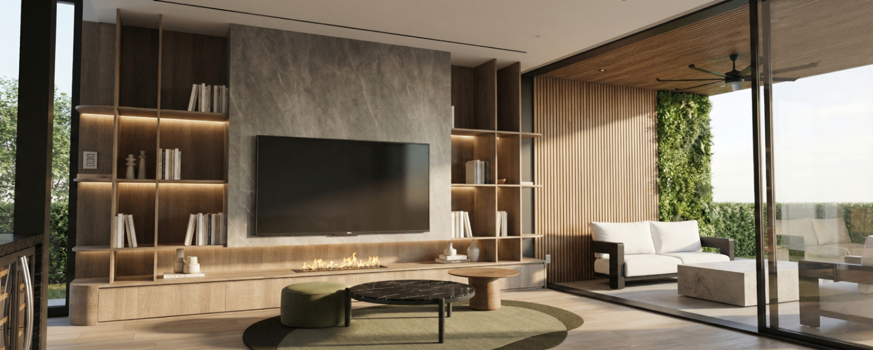 Render preliminar de sala Casa Miami
