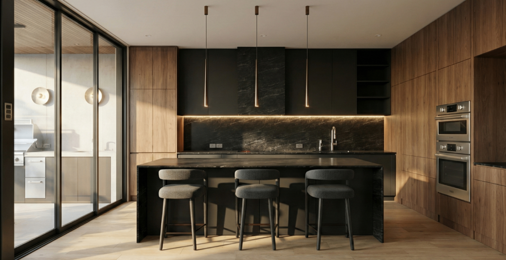 Render preliminar de la cocina Casa Miami
