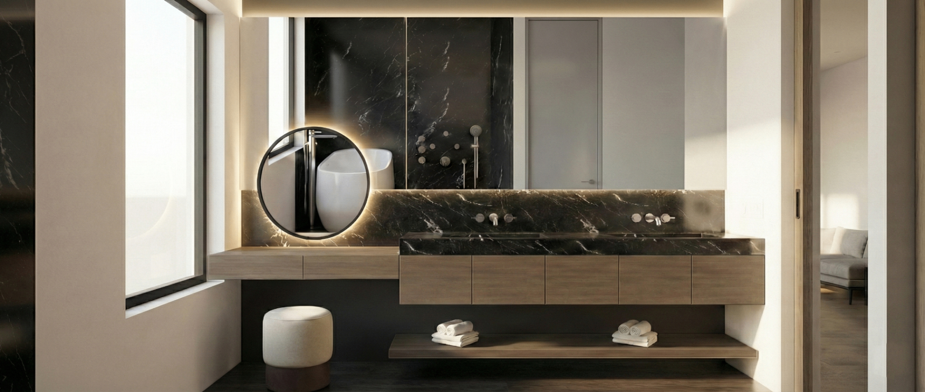 Render master bath con tocador Casa Miami